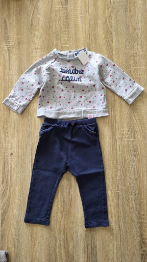 Ensemble Bleu, Gris Fille 18 Mois Mot d'enfant - Vue de face