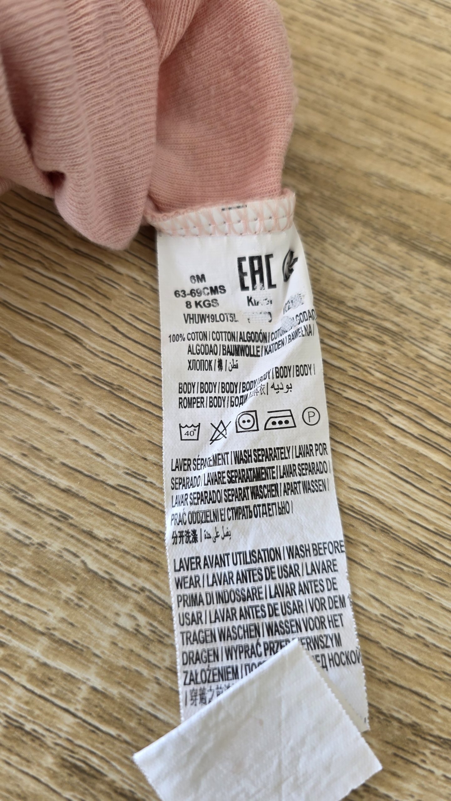 Body manches longues Body manches longues Rose Fille 6 Mois Kiabi - Étiquette