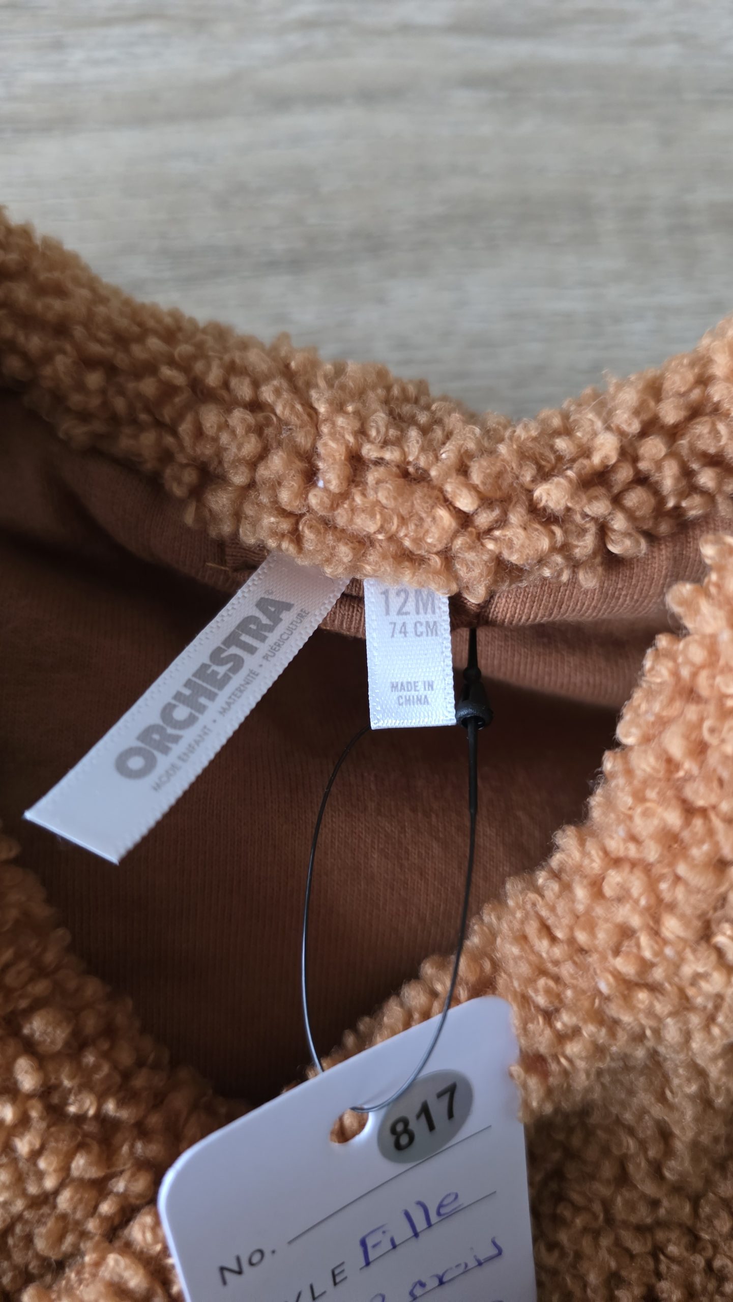 Gilet sans manche Gilet sans manche Brun Fille 12 Mois Orchestra - Étiquette