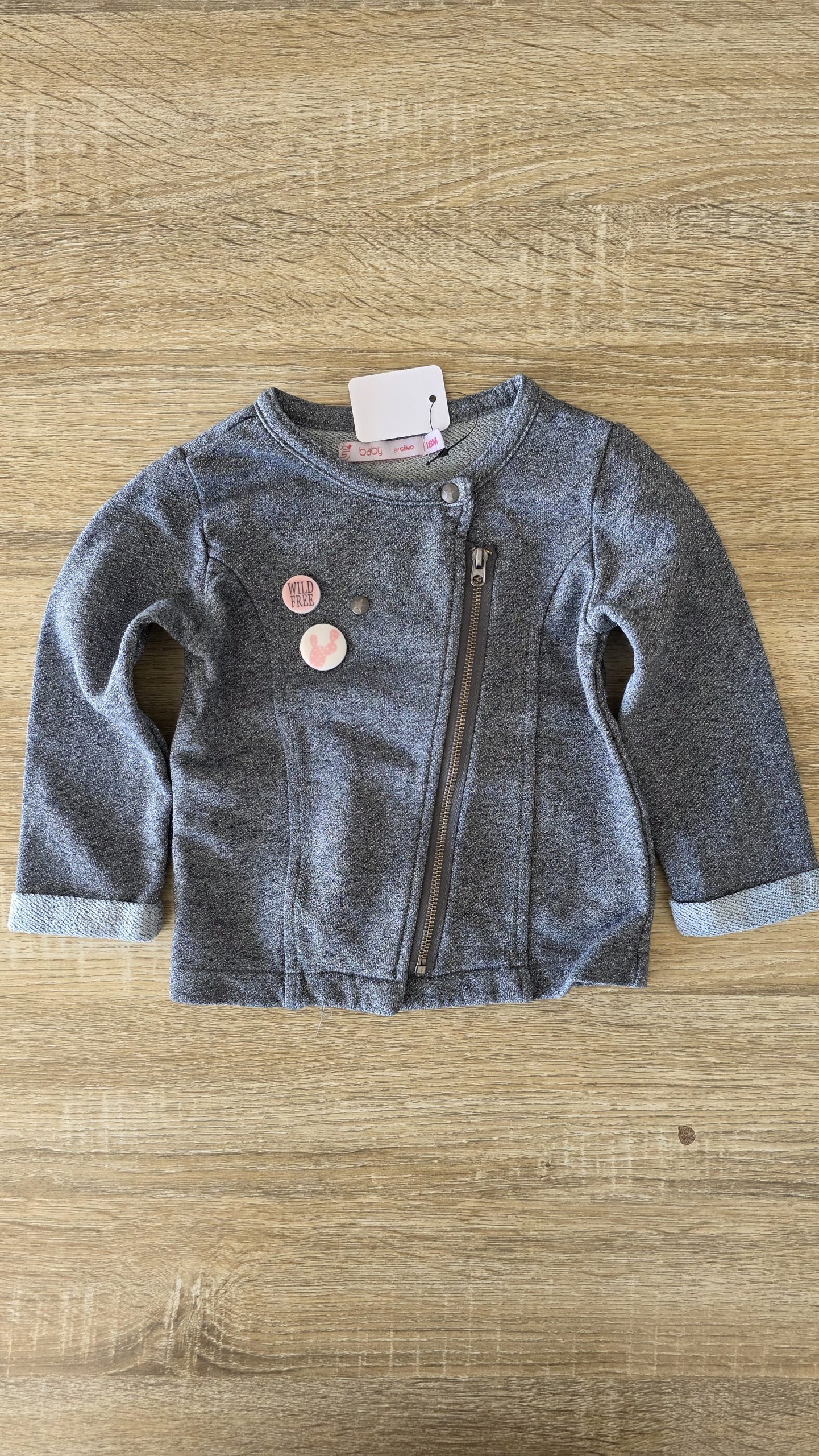 Gilet Gilet Gris Fille 18 Mois Gémo - Vue de face