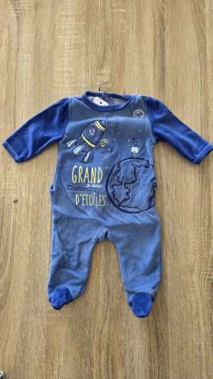 Pyjama Bleu Garçon 3 Mois Bébérêve - Vue de face