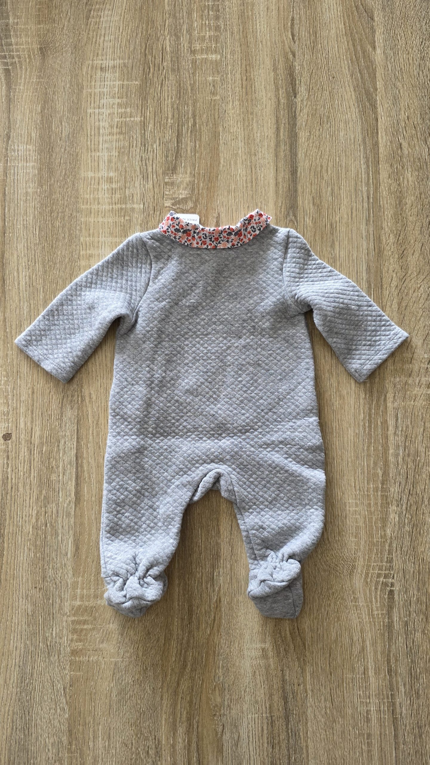 Pyjama Pyjama Gris Fille 1 Mois Tape à l'oeil - Vue de dos