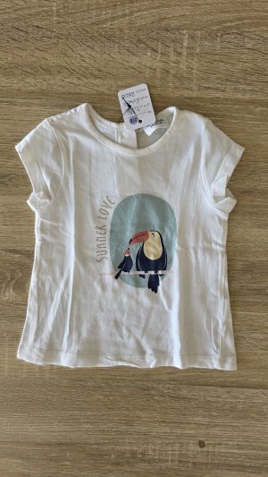 T-shirt Blanc Fille 6 Mois Tape à l'oeil - Vue de face