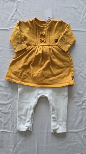 Ensemble Blanc, Jaune moutarde Fille 6 Mois Sucre d'orge - Vue de face