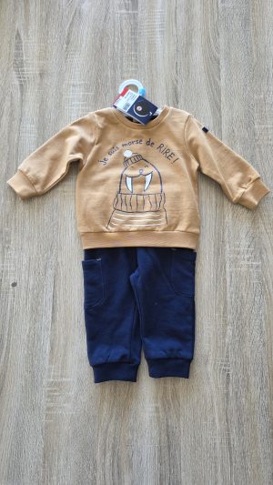 Ensemble Bleu, Brun Garçon 6 Mois Terre de marins - Vue de face