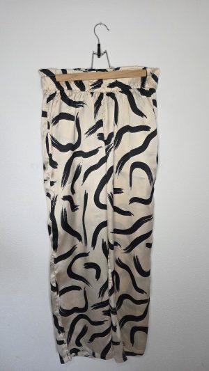 Pantalon Beige, Noir Fille M - Vue de face