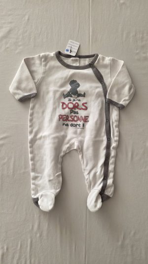 Pyjama Blanc Garçon 12 Mois, 18 Mois - Vue de face