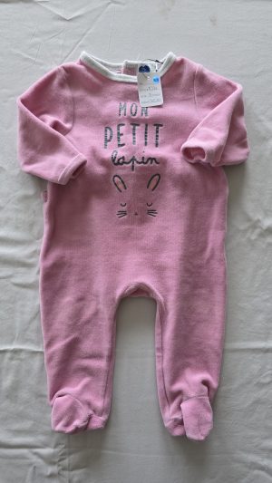 Pyjama Rose Fille 9 Mois Mot d'enfant - Vue de face