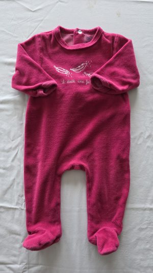 Pyjama Rose, Violet Fille 9 Mois Mot d'enfant - Vue de face