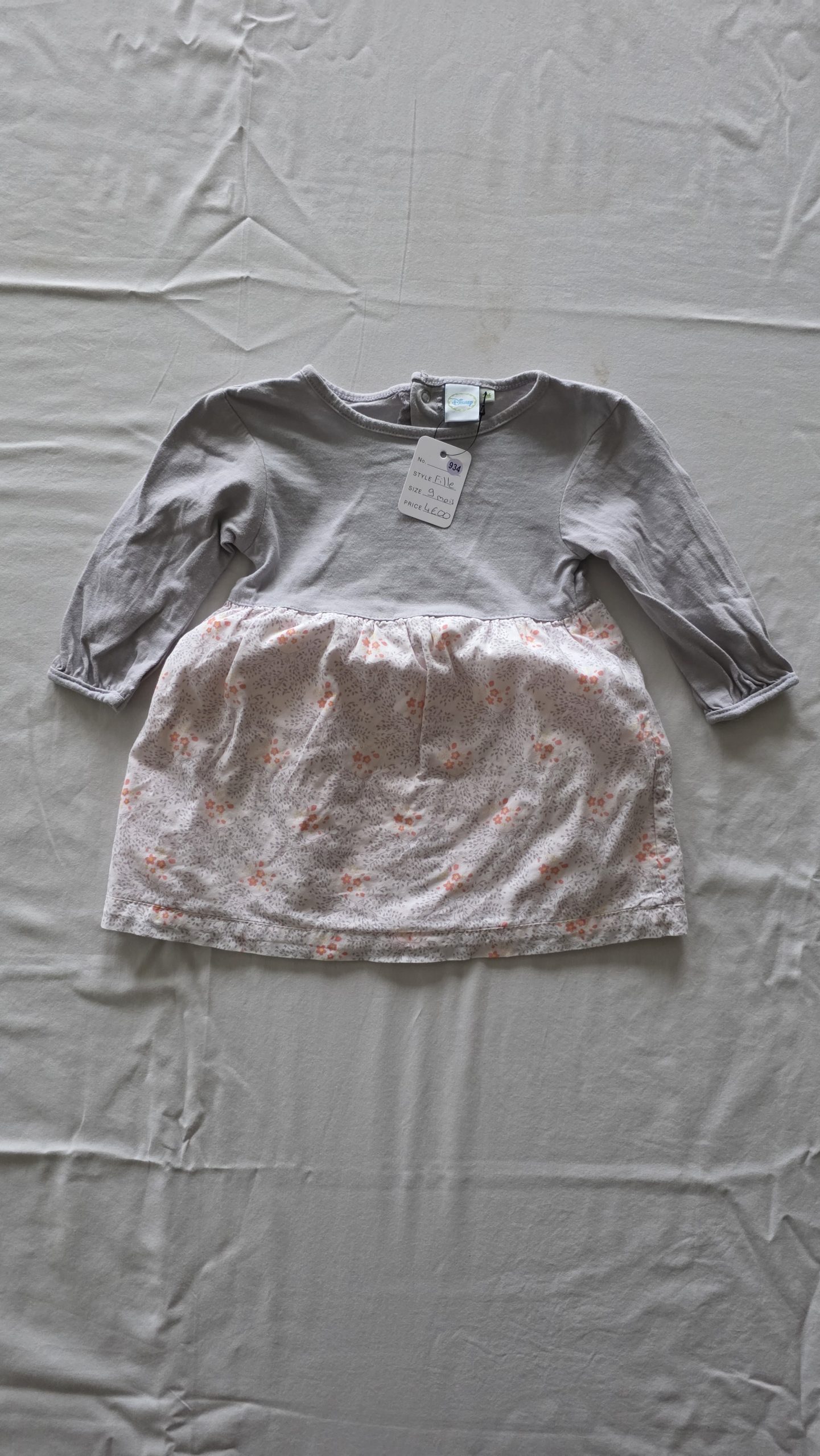 Robe Robe Gris Fille 9 Mois Disney - Vue de face