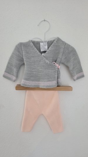 Ensemble Gris, Rose Fille 0 Mois, 1 Mois - Vue de face