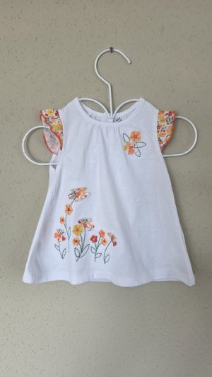 Ensemble été Blanc Fille 6 Mois - Vue de face