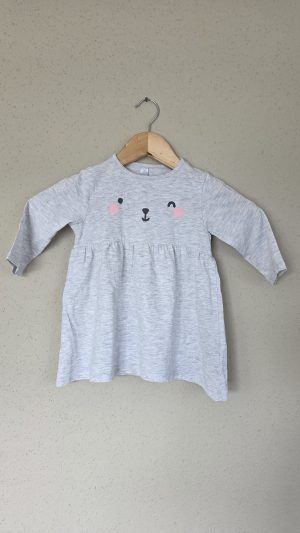 Robe manche longue Gris Fille 18 Mois - Vue de face