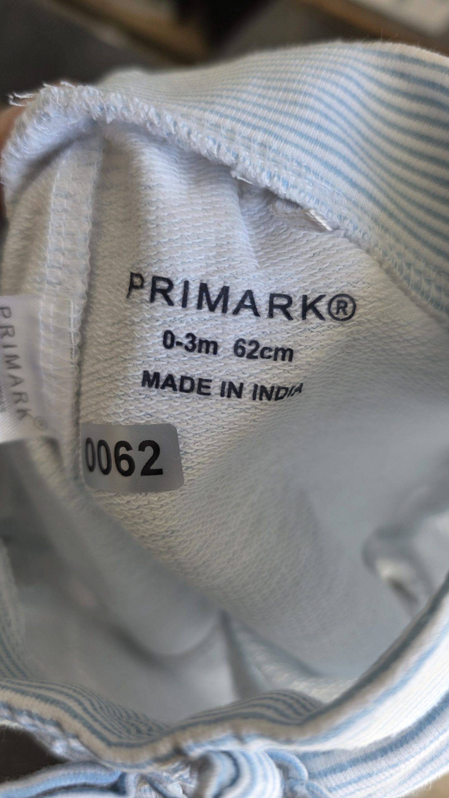 Short Short Bleu Fille 62 Cm Primark - Étiquette