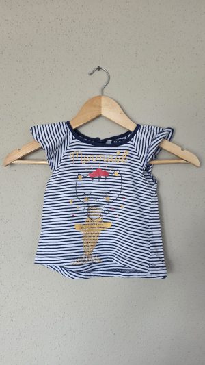 T-shirt Blanc, Bleu Fille 24 Mois Kiabi - Vue de face