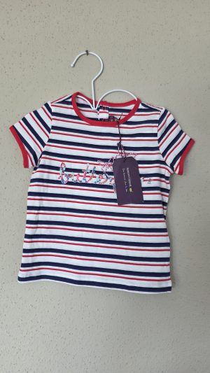 T-shirt neuf Blanc, Bleu, Rouge Fille 2 Ans Sergent major - Vue de face